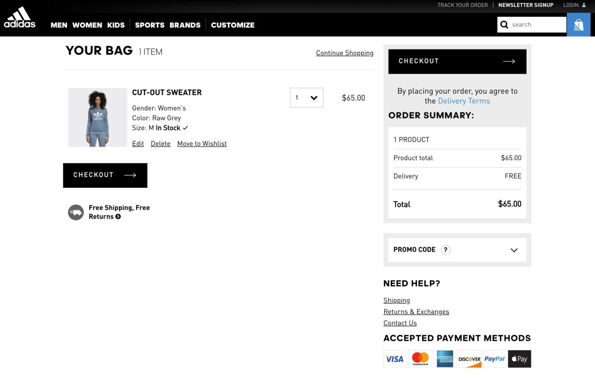 Ecommerce website - adidas
